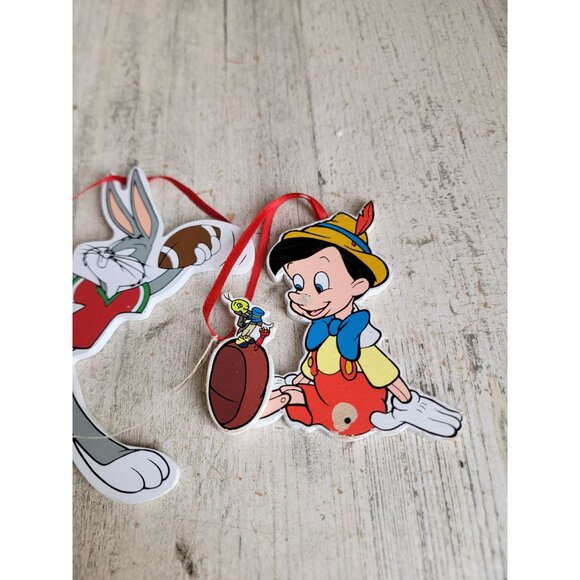 Vintage wooden bugs bunny Pinocchio ornament Xmas set - Picture 4 of 6